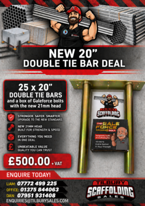 20" Double Tie Bar Deal – Scaffolding Tie Bars & M12 Bolts